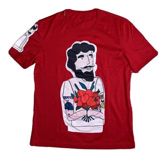 Dolce & Gabbana Red Collector Tee Mustache Man Top